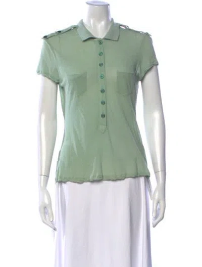 Pre-owned Zac Posen Vintage Short Sleeve Polo In Green