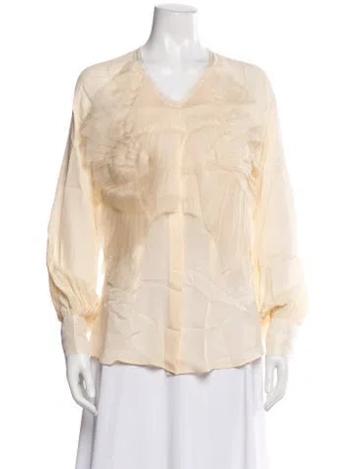 Pre-owned Zac Posen Vintage V-neck Blouse In Neutral