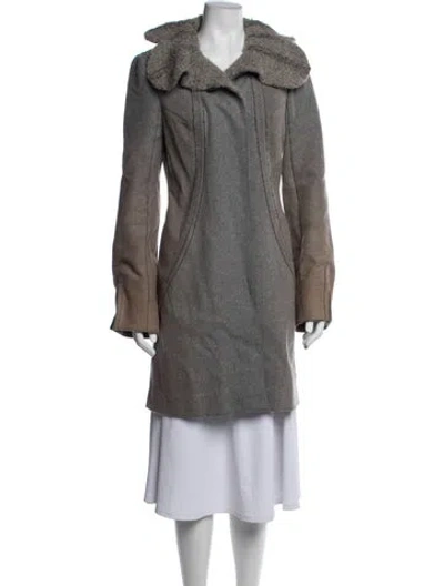 Pre-owned Zac Posen Virgin Wool Coat In Grey