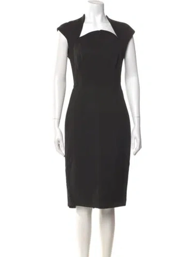 Pre-owned Zac Posen Virgin Wool Midi Length Dress In Black