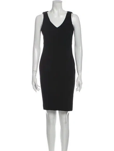 Pre-owned Zac Posen V-neck Knee-length Dress In Black