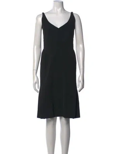 Pre-owned Zac Posen V-neck Knee-length Dress In Black