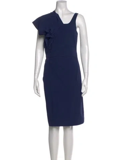 Pre-owned Zac Posen V-neck Knee-length Dress In Blue