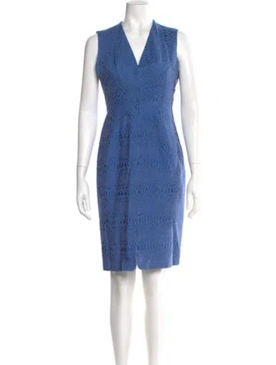 Pre-owned Zac Posen V-neck Knee-length Dress In Blue