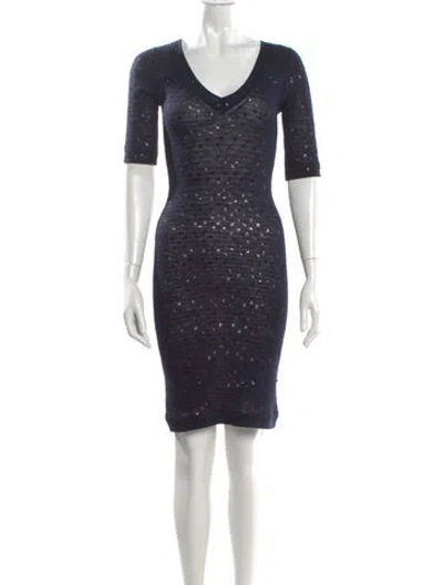 Pre-owned Zac Posen V-neck Knee-length Dress In Blue