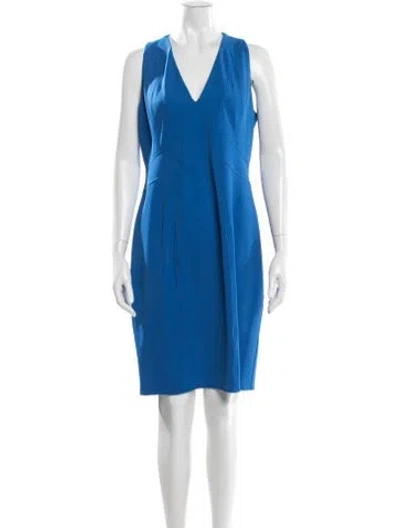 Pre-owned Zac Posen V-neck Knee-length Dress In Blue