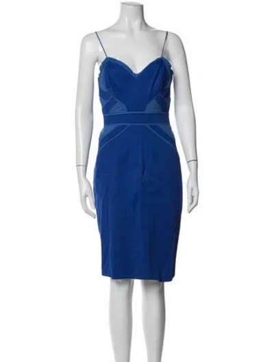 Pre-owned Zac Posen V-neck Knee-length Dress In Blue