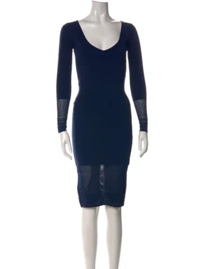 Pre-owned Zac Posen V-neck Knee-length Dress In Blue