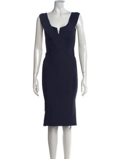Pre-owned Zac Posen V-neck Knee-length Dress In Blue