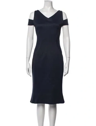 Pre-owned Zac Posen V-neck Knee-length Dress In Blue
