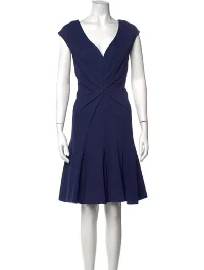 Pre-owned Zac Posen V-neck Knee-length Dress In Blue