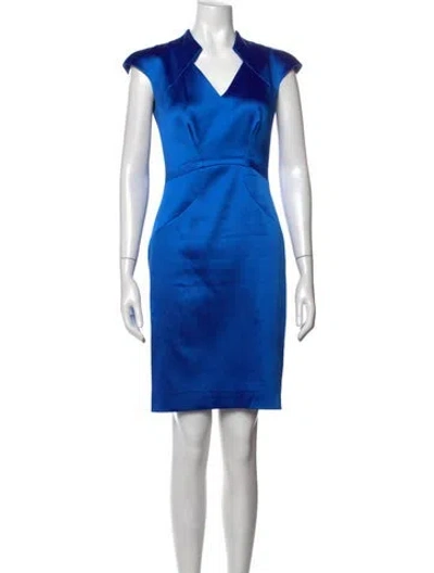Pre-owned Zac Posen V-neck Knee-length Dress In Blue