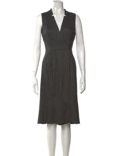 Pre-owned Zac Posen V-neck Knee-length Dress In Gray