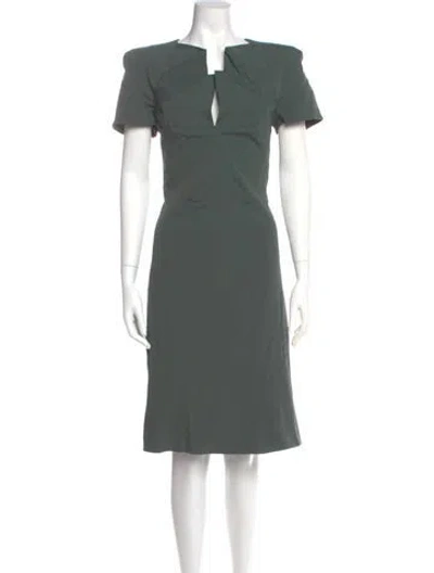 Pre-owned Zac Posen V-neck Knee-length Dress In Green