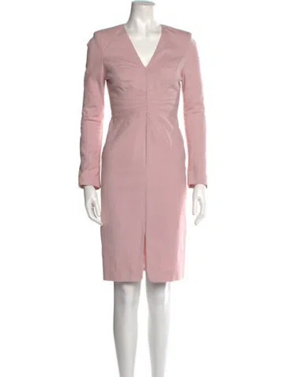 Pre-owned Zac Posen V-neck Knee-length Dress In Pink