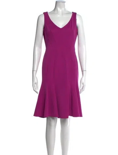 Pre-owned Zac Posen V-neck Knee-length Dress In Pink
