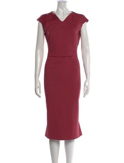 Pre-owned Zac Posen V-neck Knee-length Dress In Red