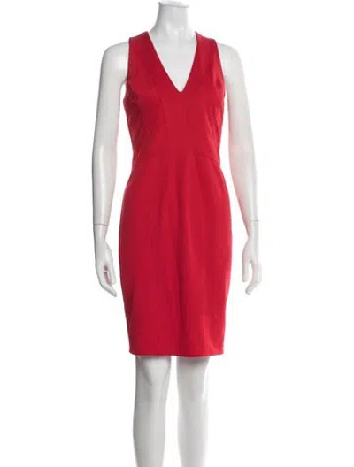 Pre-owned Zac Posen V-neck Knee-length Dress In Red