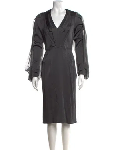 Pre-owned Zac Posen V-neck Knee-length Dress W/ Tags In Green
