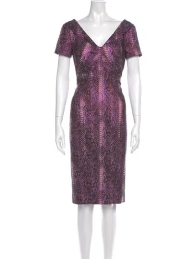Pre-owned Zac Posen V-neck Knee-length Dress W/ Tags In Purple