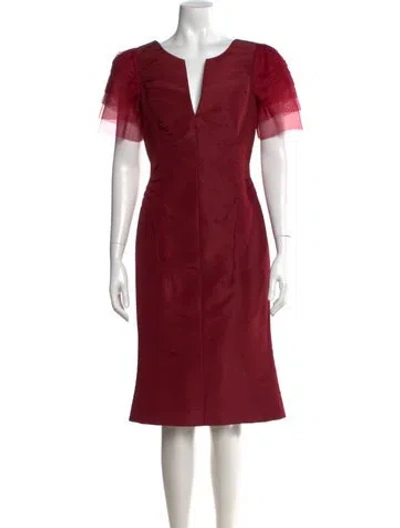 Pre-owned Zac Posen V-neck Knee-length Dress W/ Tags In Red
