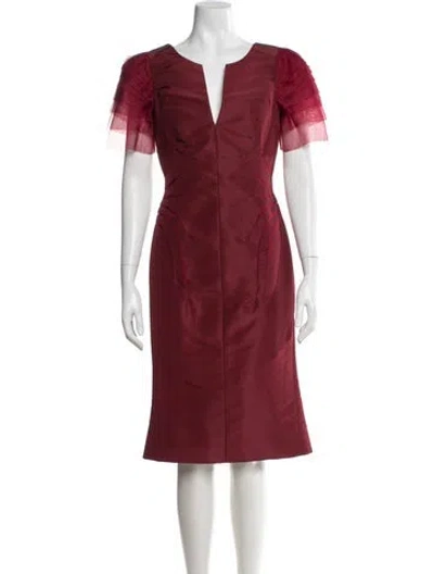 Pre-owned Zac Posen V-neck Knee-length Dress W/ Tags In Red