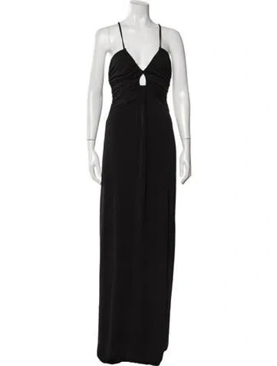 Pre-owned Zac Posen V-neck Long Dress In Black