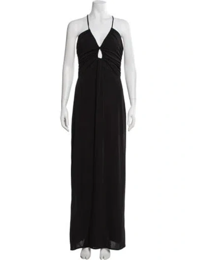 Pre-owned Zac Posen V-neck Long Dress In Black