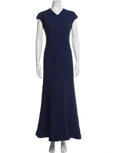 Pre-owned Zac Posen V-neck Long Dress In Blue