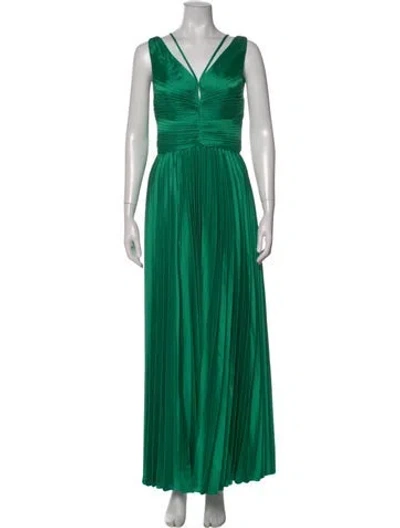 Pre-owned Zac Posen V-neck Long Dress In Green