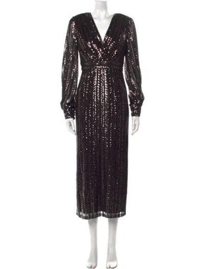 Pre-owned Zac Posen V-neck Long Dress In Multi