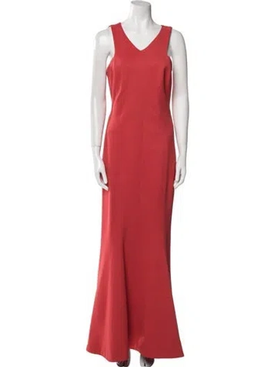 Pre-owned Zac Posen V-neck Long Dress In Orange