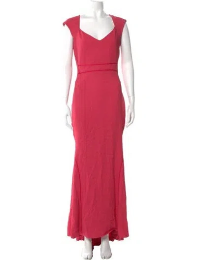 Pre-owned Zac Posen V-neck Long Dress In Pink
