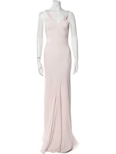 Pre-owned Zac Posen V-neck Long Dress In Pink