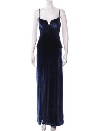 Pre-owned Zac Posen V-neck Long Dress W/ Tags In Blue