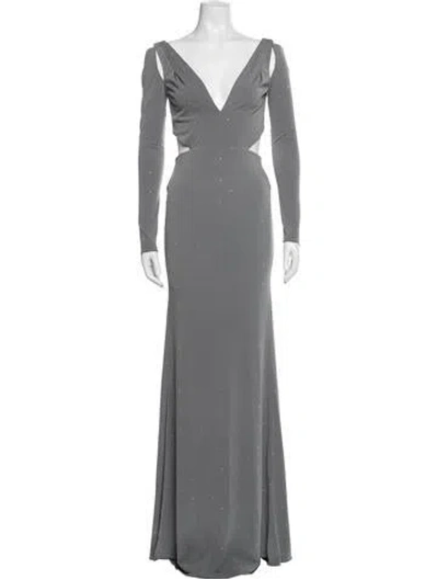 Pre-owned Zac Posen V-neck Long Dress W/ Tags In Blue