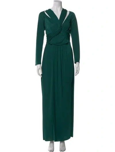Pre-owned Zac Posen V-neck Long Dress W/ Tags In Green