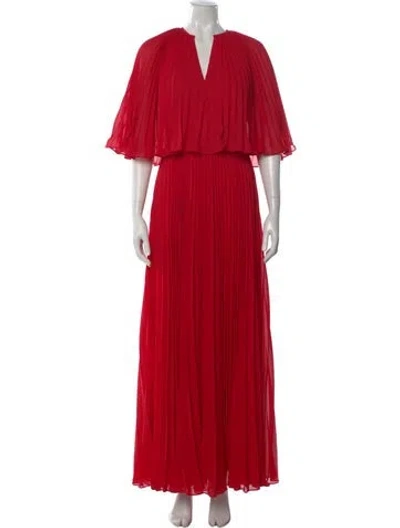 Pre-owned Zac Posen V-neck Long Dress W/ Tags In Red