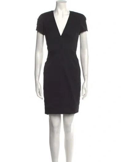 Pre-owned Zac Posen V-neck Mini Dress In Black