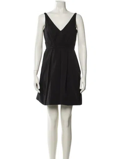 Pre-owned Zac Posen V-neck Mini Dress In Black