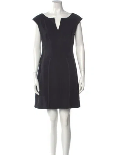 Pre-owned Zac Posen V-neck Mini Dress In Black