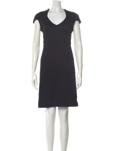 Pre-owned Zac Posen V-neck Mini Dress In Black
