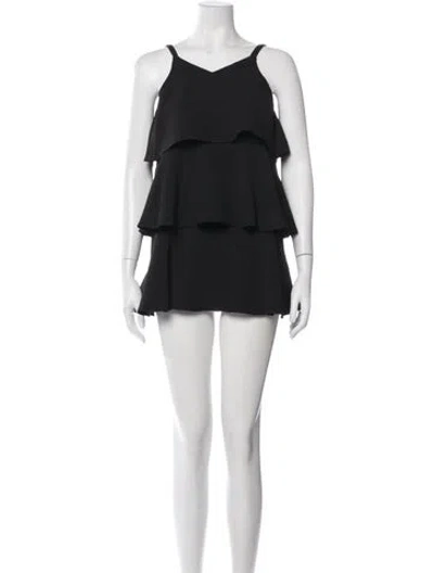 Pre-owned Zac Posen V-neck Mini Dress In Black