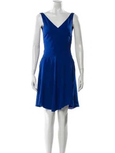 Pre-owned Zac Posen V-neck Mini Dress In Blue