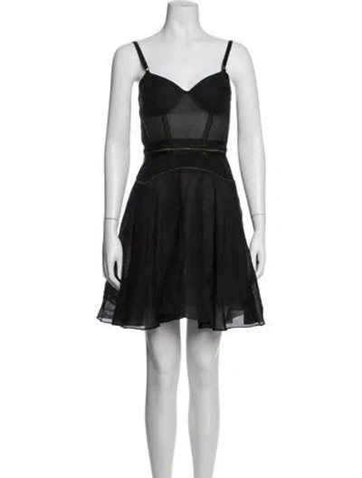 Pre-owned Zac Posen V-neck Mini Dress In Blue