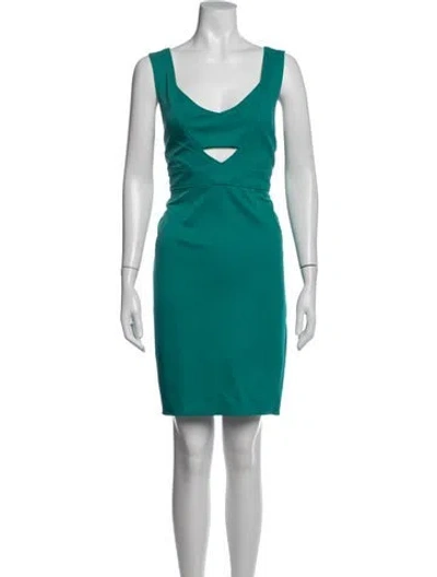 Pre-owned Zac Posen V-neck Mini Dress In Green