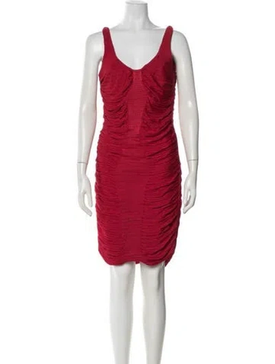 Pre-owned Zac Posen V-neck Mini Dress In Red