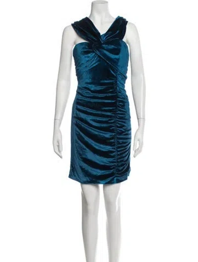 Pre-owned Zac Posen V-neck Mini Dress W/ Tags In Blue