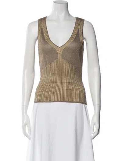 Pre-owned Zac Posen V-neck Sleeveless Top In Neutral