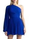 Zac Posen Women's Asymmetric Pleated Chiffon Minidress In Cobalt